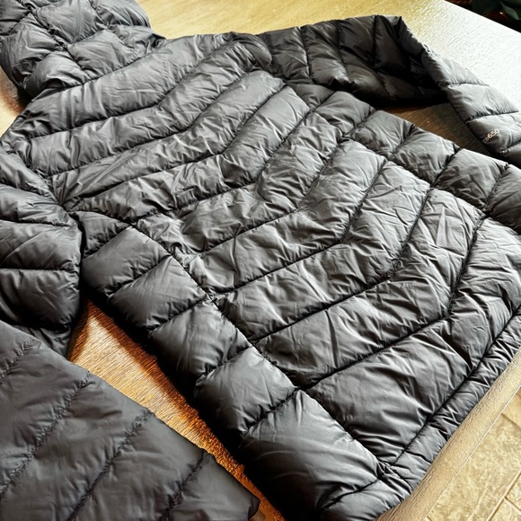 Eddie Bauer Black Puffer EB650 Down Feathered Jacket Coat M - Picture 11 of 13